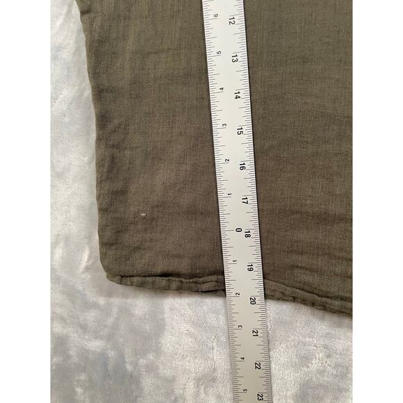 Hard Tail Forever boxy V-neck linen top green minimalist elevated basic S/M boho - Picture 7 of 13